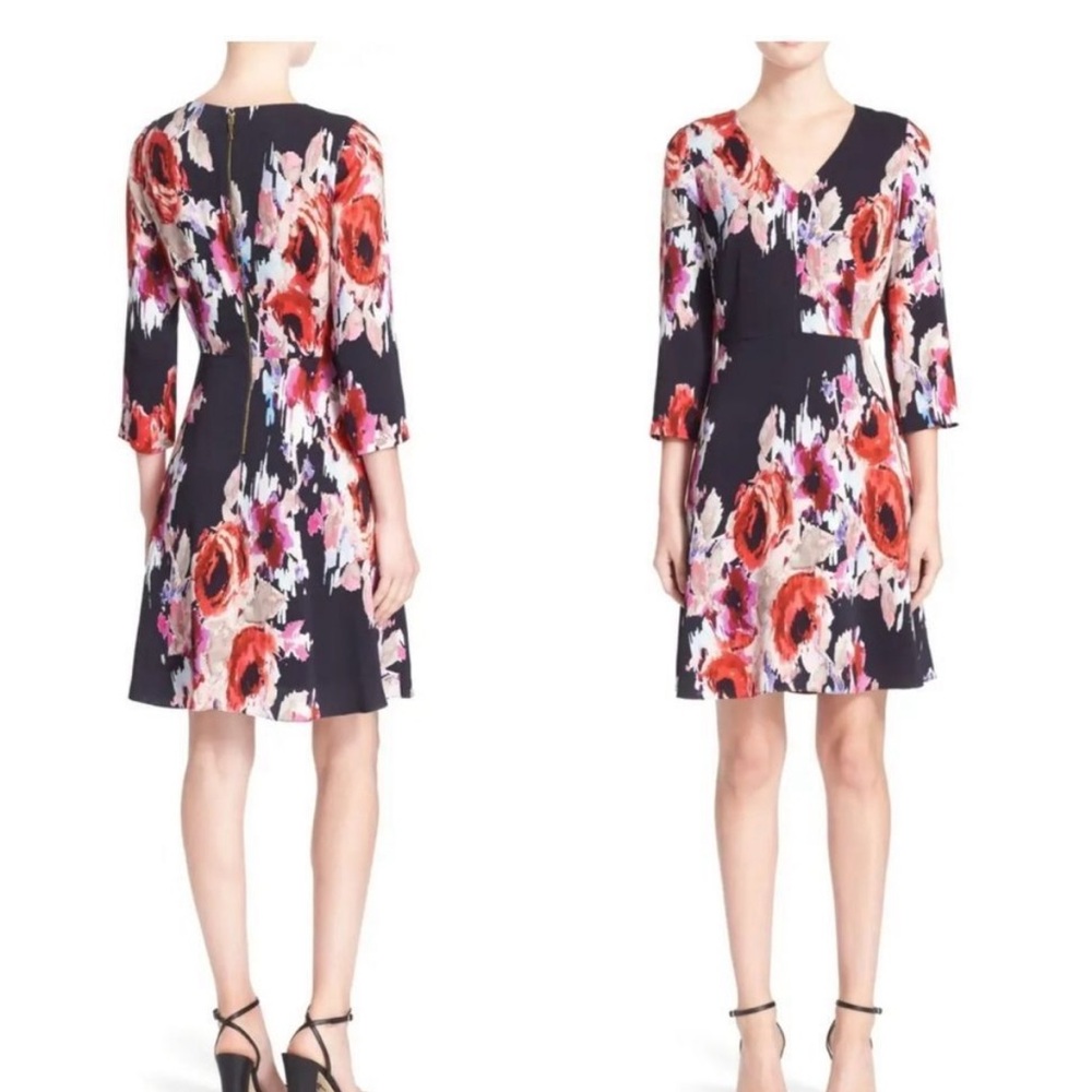 Kate Spade Hazy Floral V Neck Dress Size 8